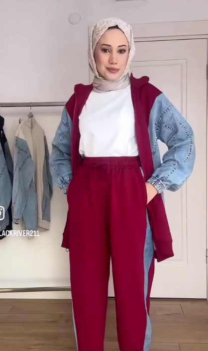 Denim Tracksuit with Cotton sides