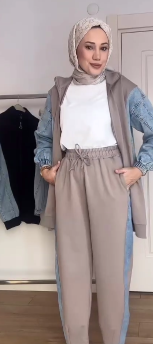 Denim Tracksuit with Cotton sides