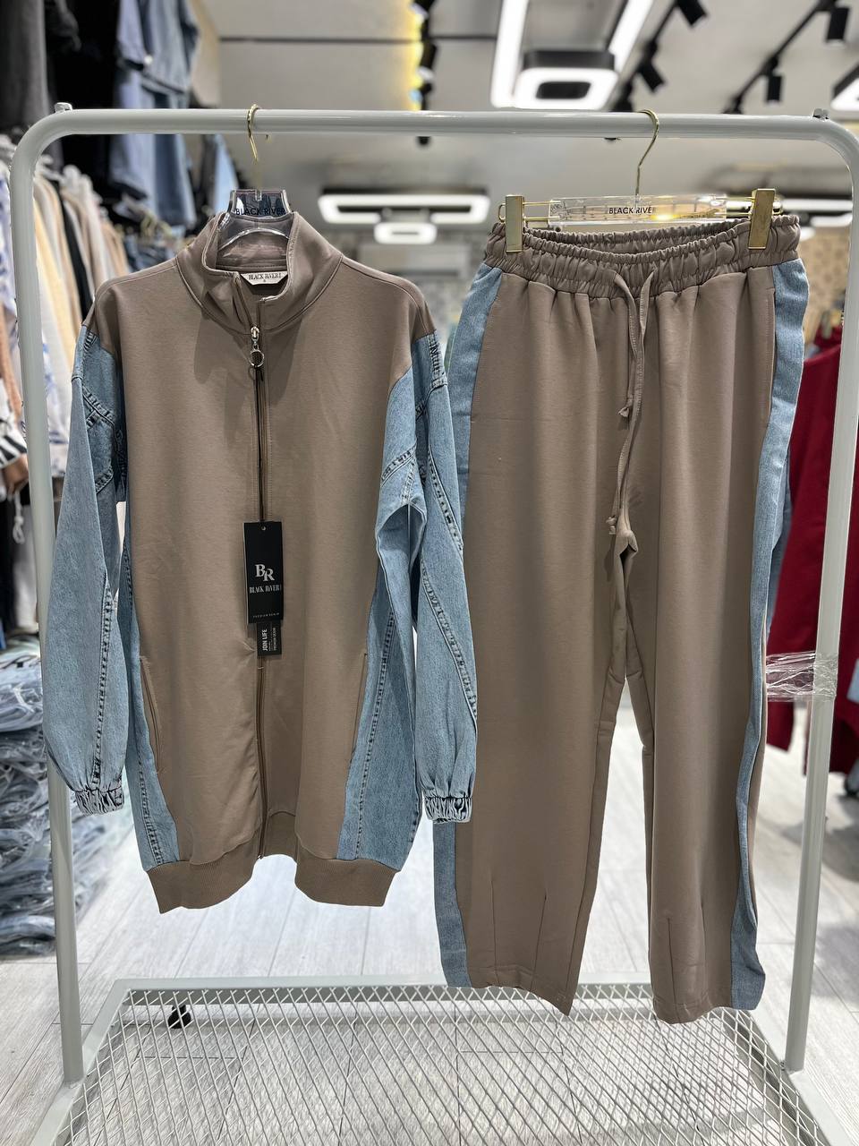 Denim Tracksuit with Cotton sides - Two Pieces Sets