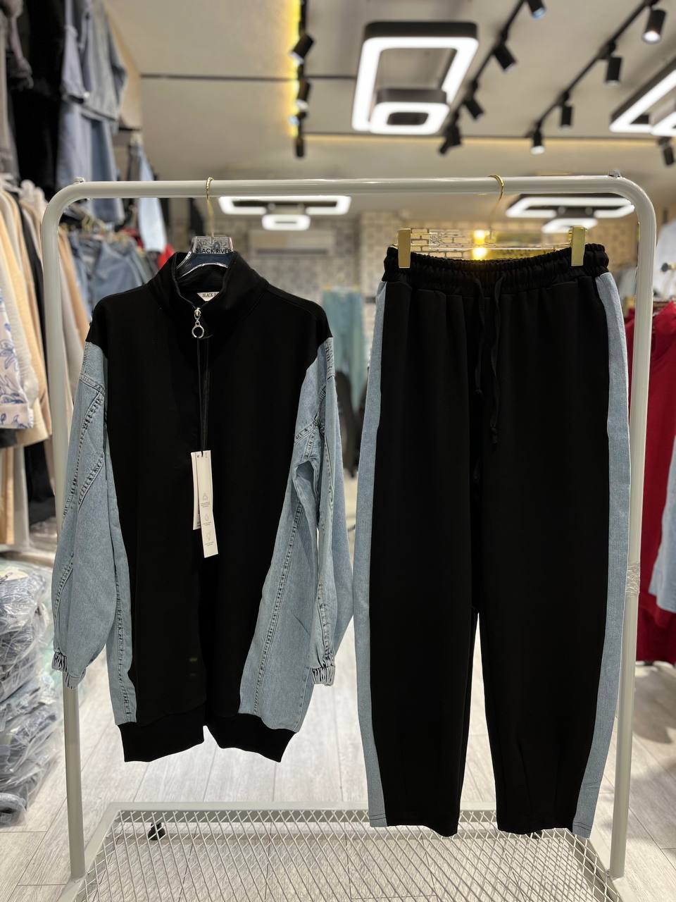 Denim Tracksuit with Cotton sides
