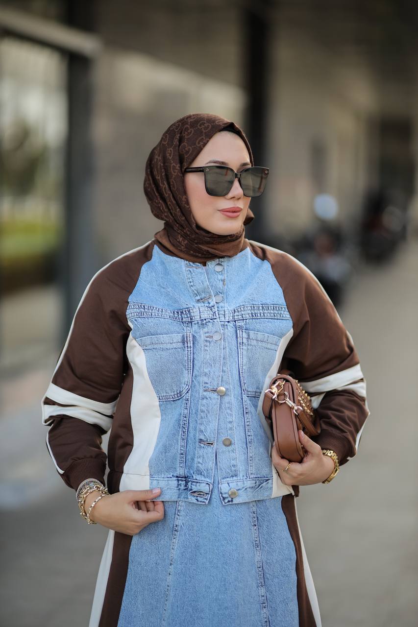 Skirt Tracksuit – Denim & Cotton in Cappuccino