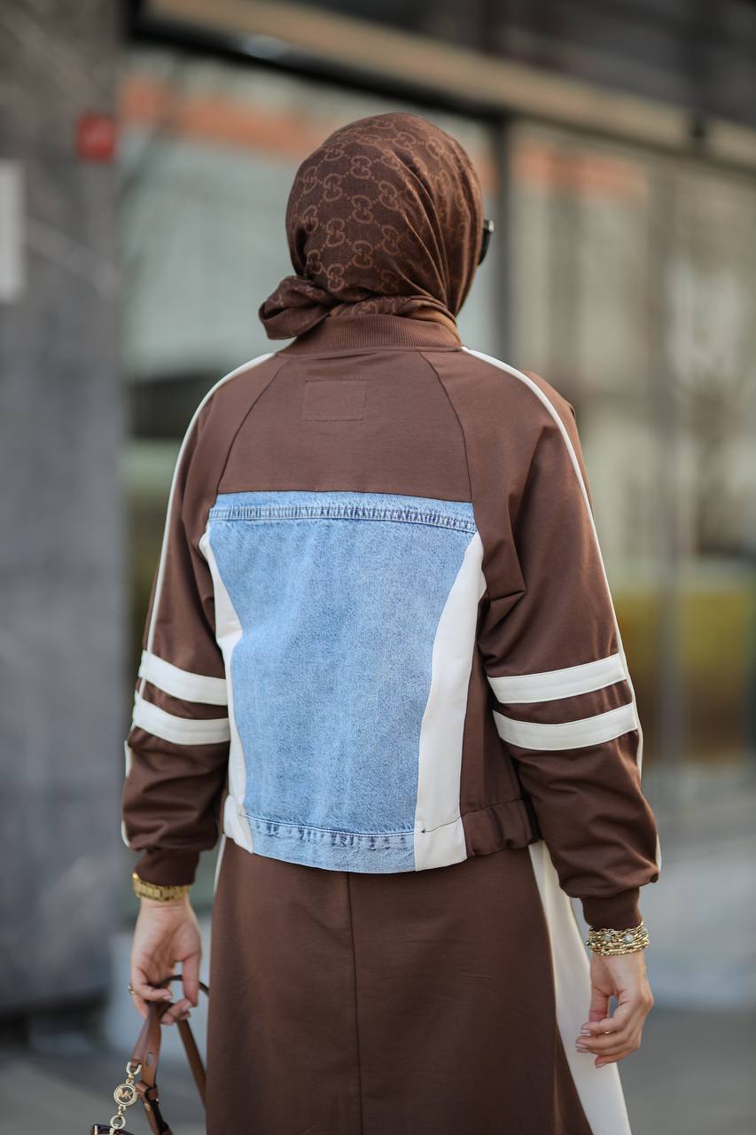 Skirt Tracksuit – Denim & Cotton in Cappuccino