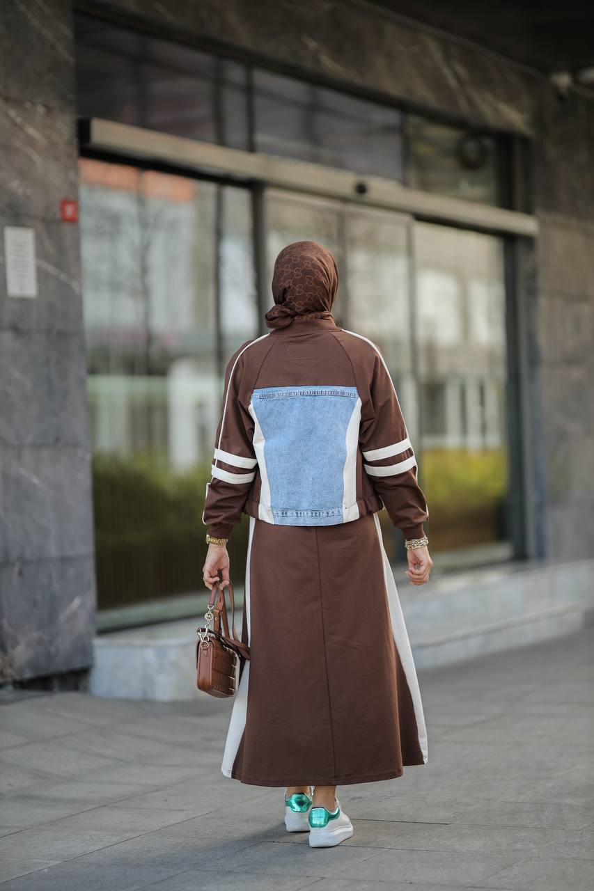 Skirt Tracksuit – Denim & Cotton in Cappuccino