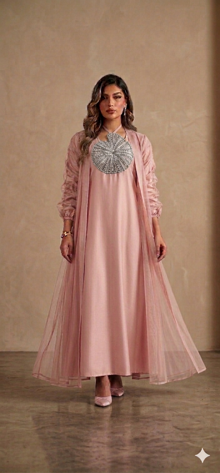 Jalabiya de lujo color borgoña con detalles adornados – Elegante vestido modesto | سماسم