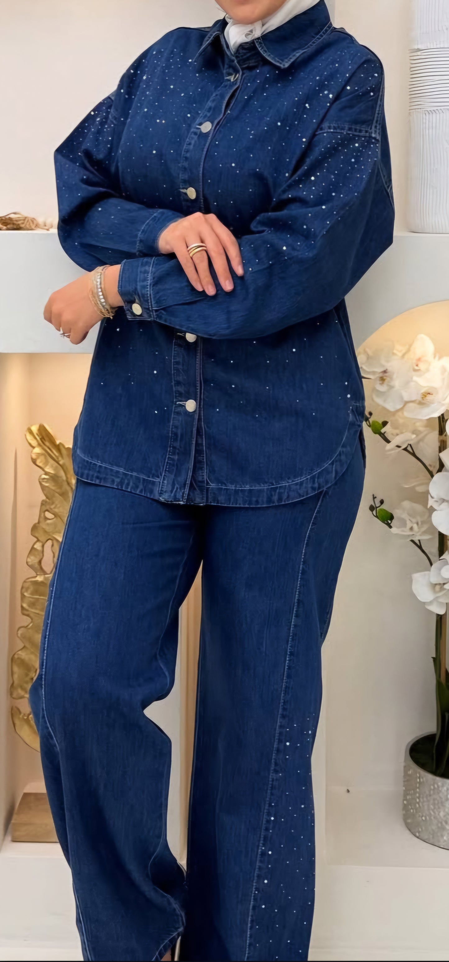 Denim Suit with Effortless Edge - Two Pieces Sets