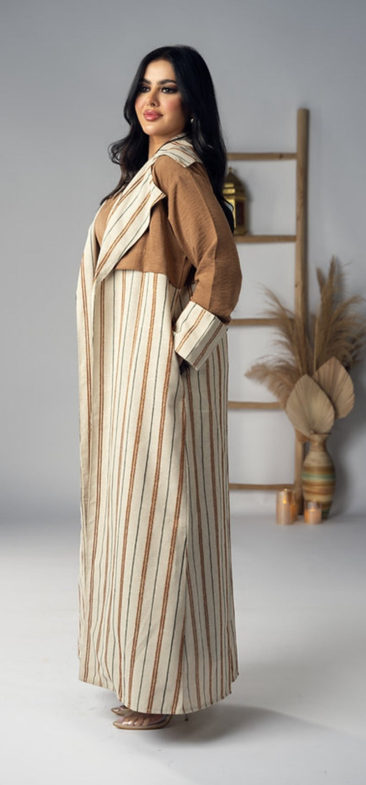 Cardigan Honey colored with beige strips by Lebsaty