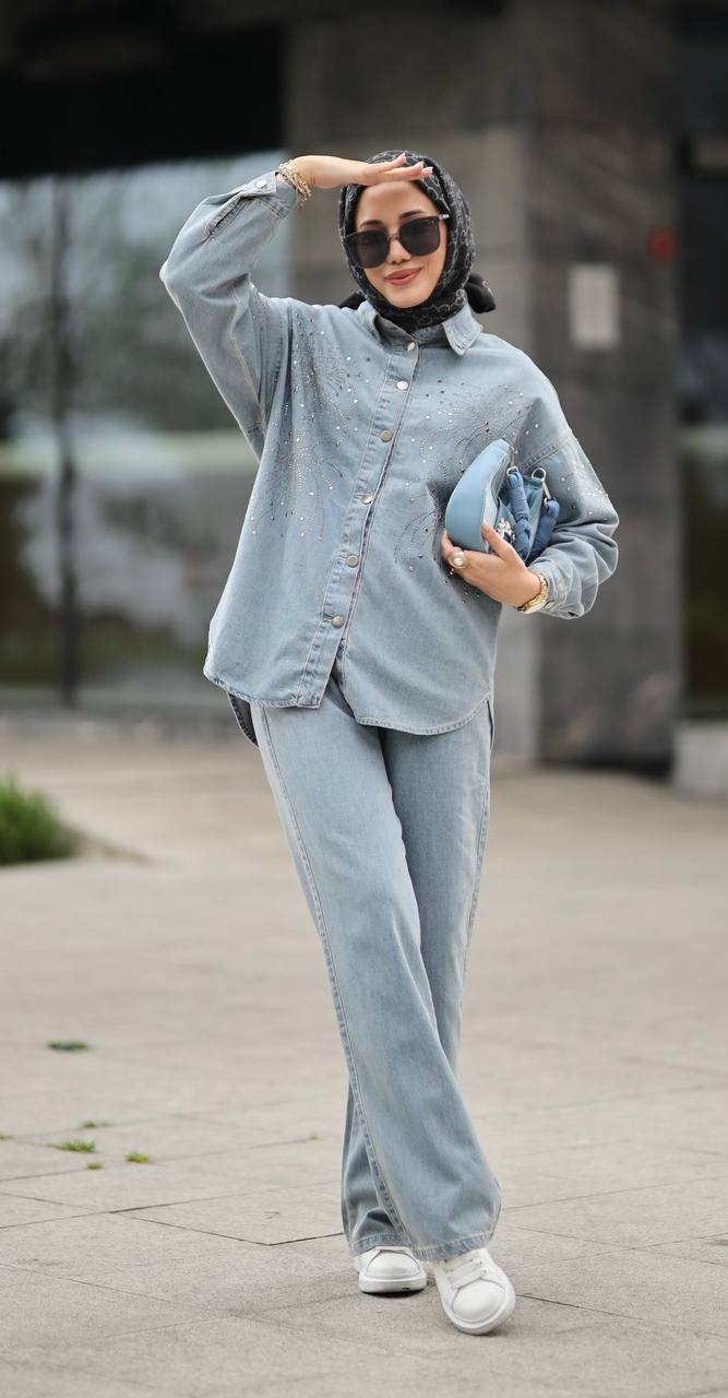 Denim with Crystals - Two Pieces Sets