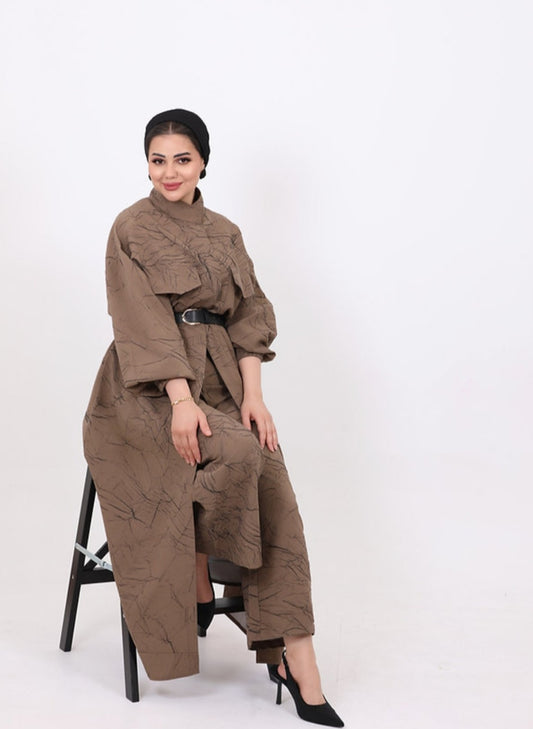Brown long Suit in two-piece set by Lebsaty
