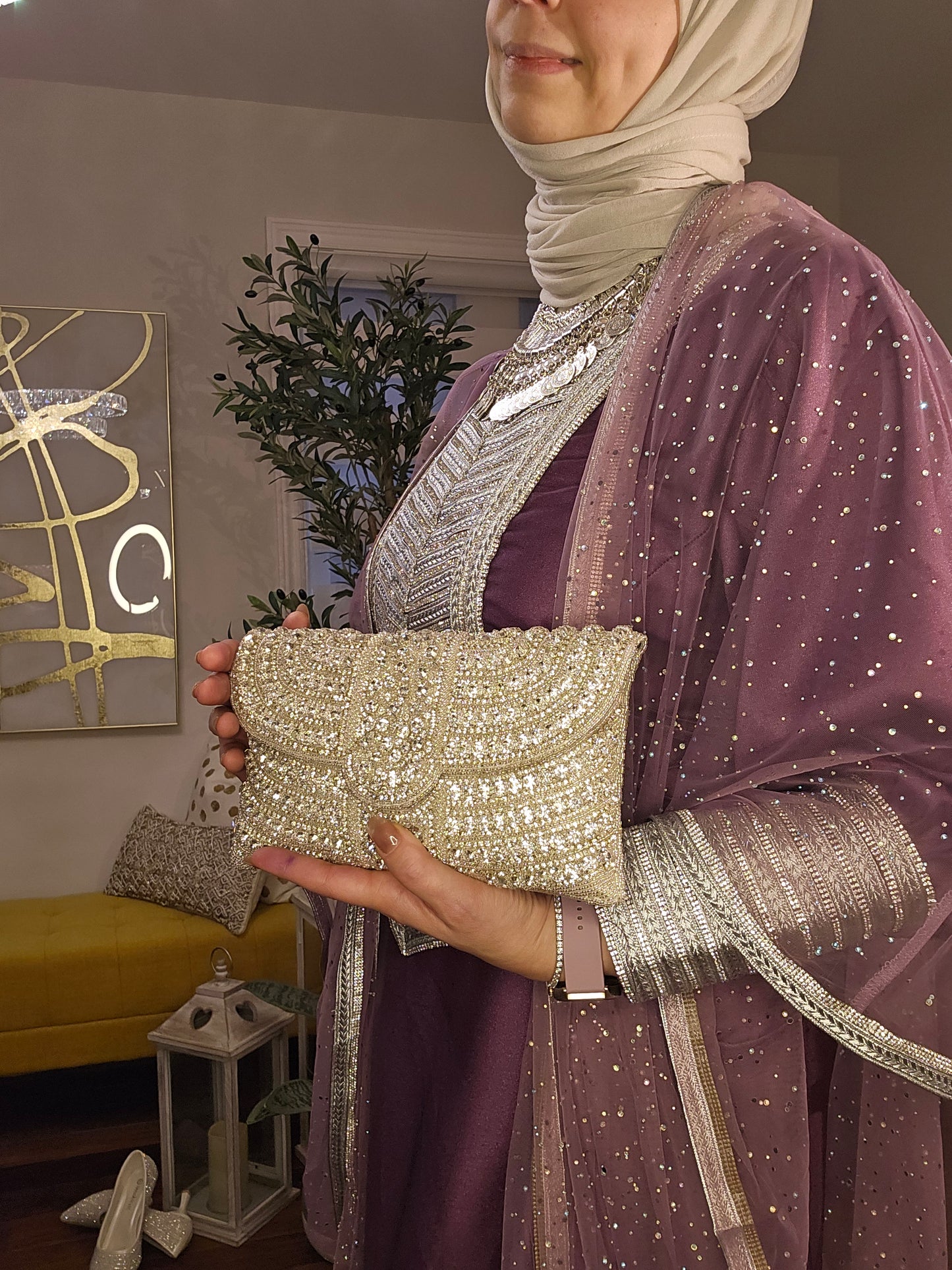 Bolso de mano de lujo con cuentas hecho a mano