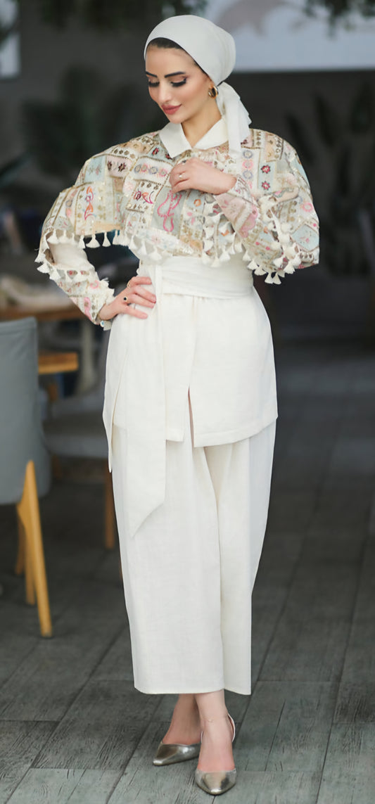 Beige embroidered by Lebsaty