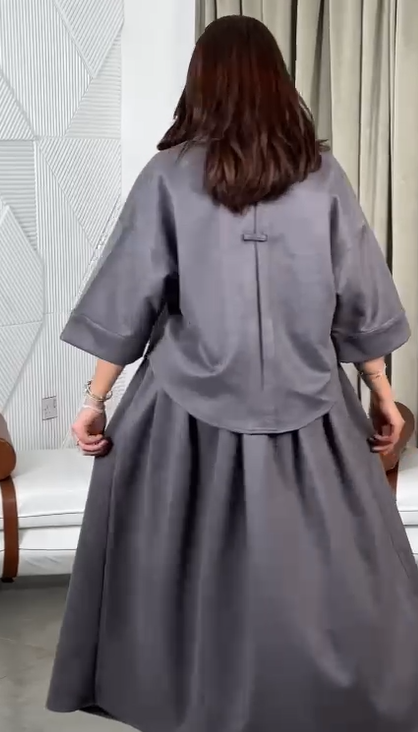 Elegant Velvet Two Pieces Sets - Nawa3em in skirt