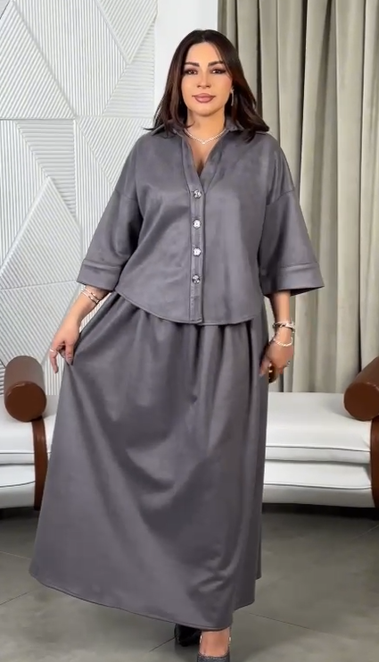 Elegant Velvet Two Pieces Sets - Nawa3em in skirt